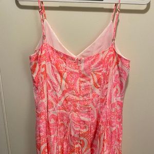 ClassicLilly Pulitzer Pink and Orange Lined Romper